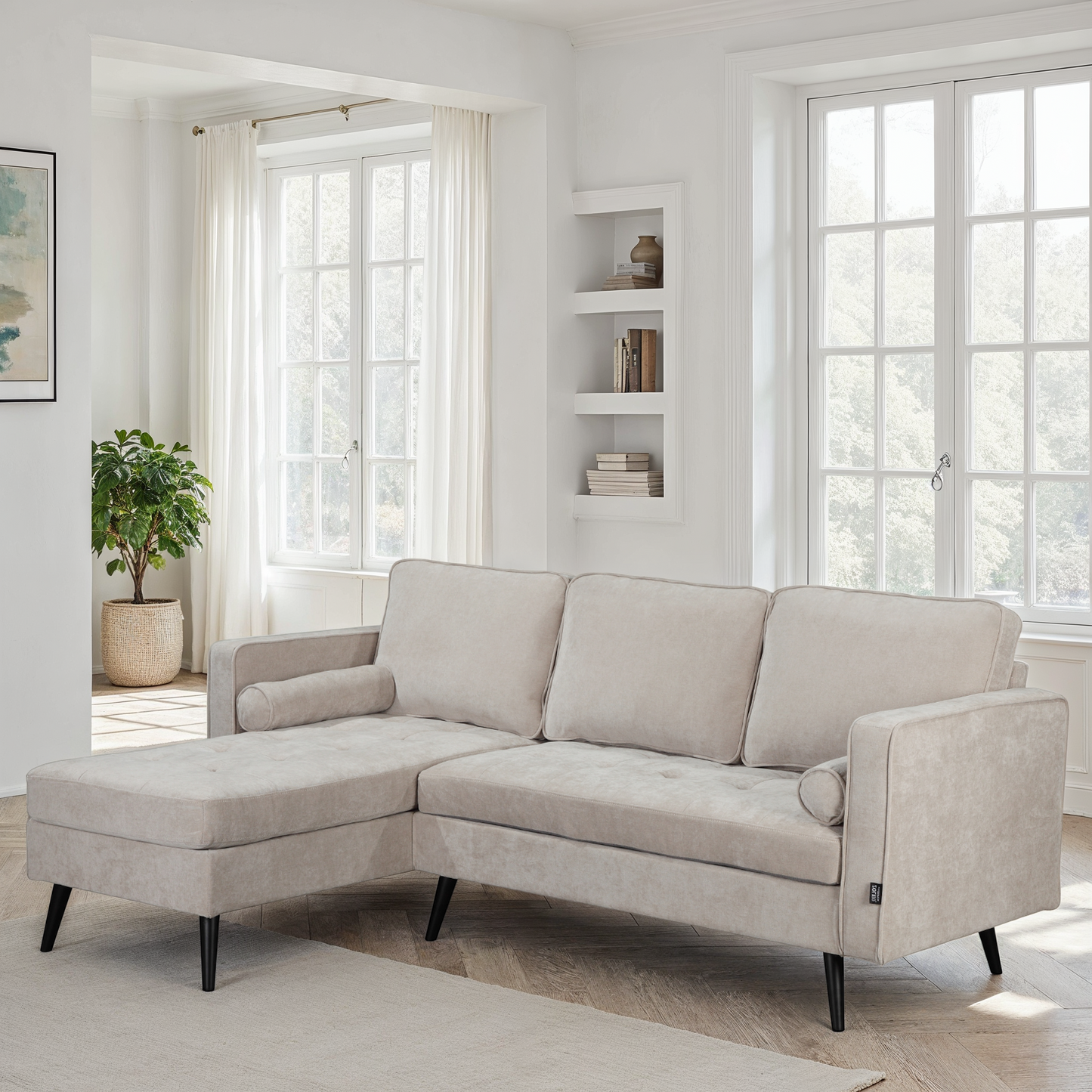 Canapé d'angle en tissu anti tache, 210x149xH91CM - SASHA