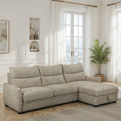 Canapé d'angle en tissu anti tache convertible, 272x164xH100CM - MARKO