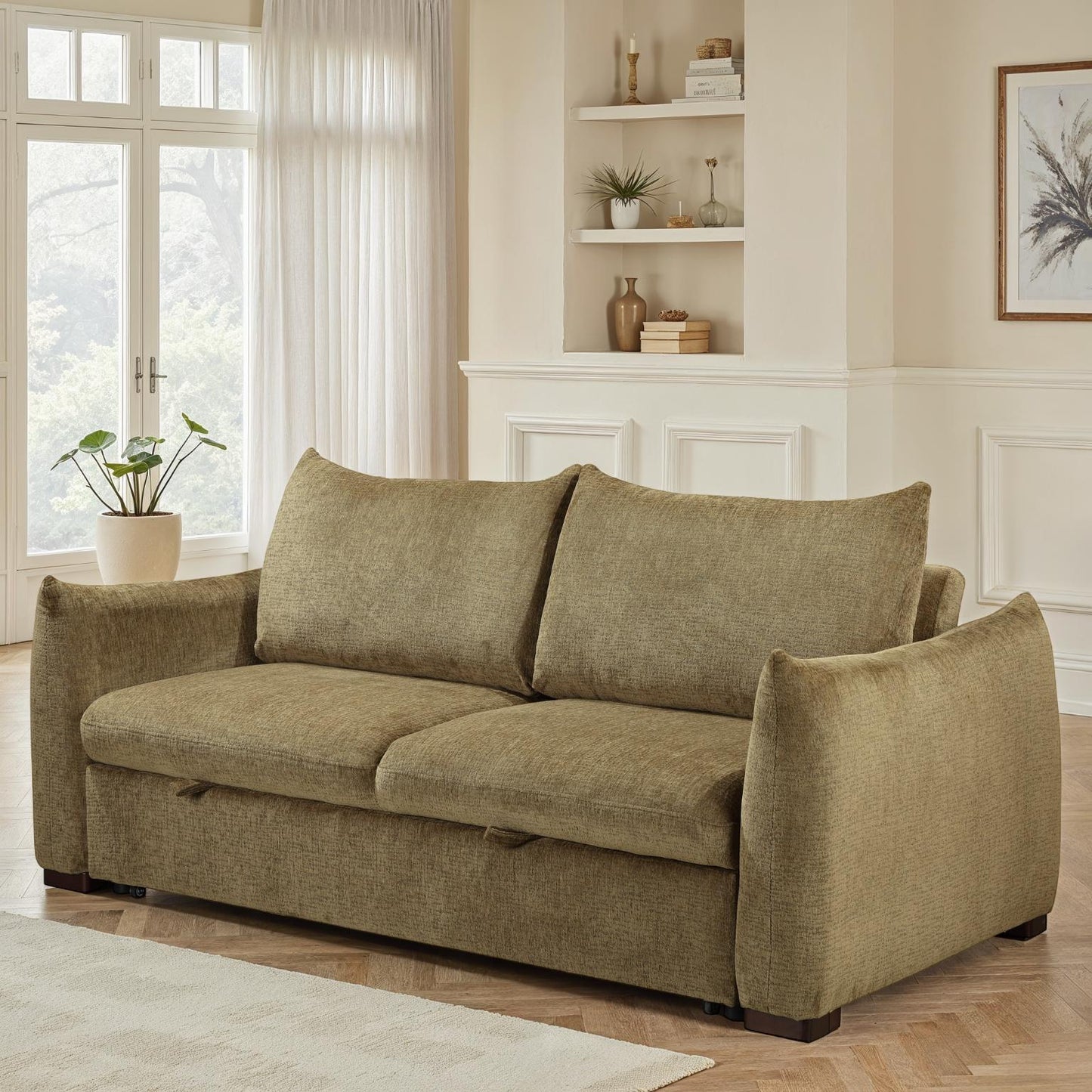 Canapé convertible clic-clac avec coffre convertible en tissu anti tache, 206x101xH93CM - NAOMI