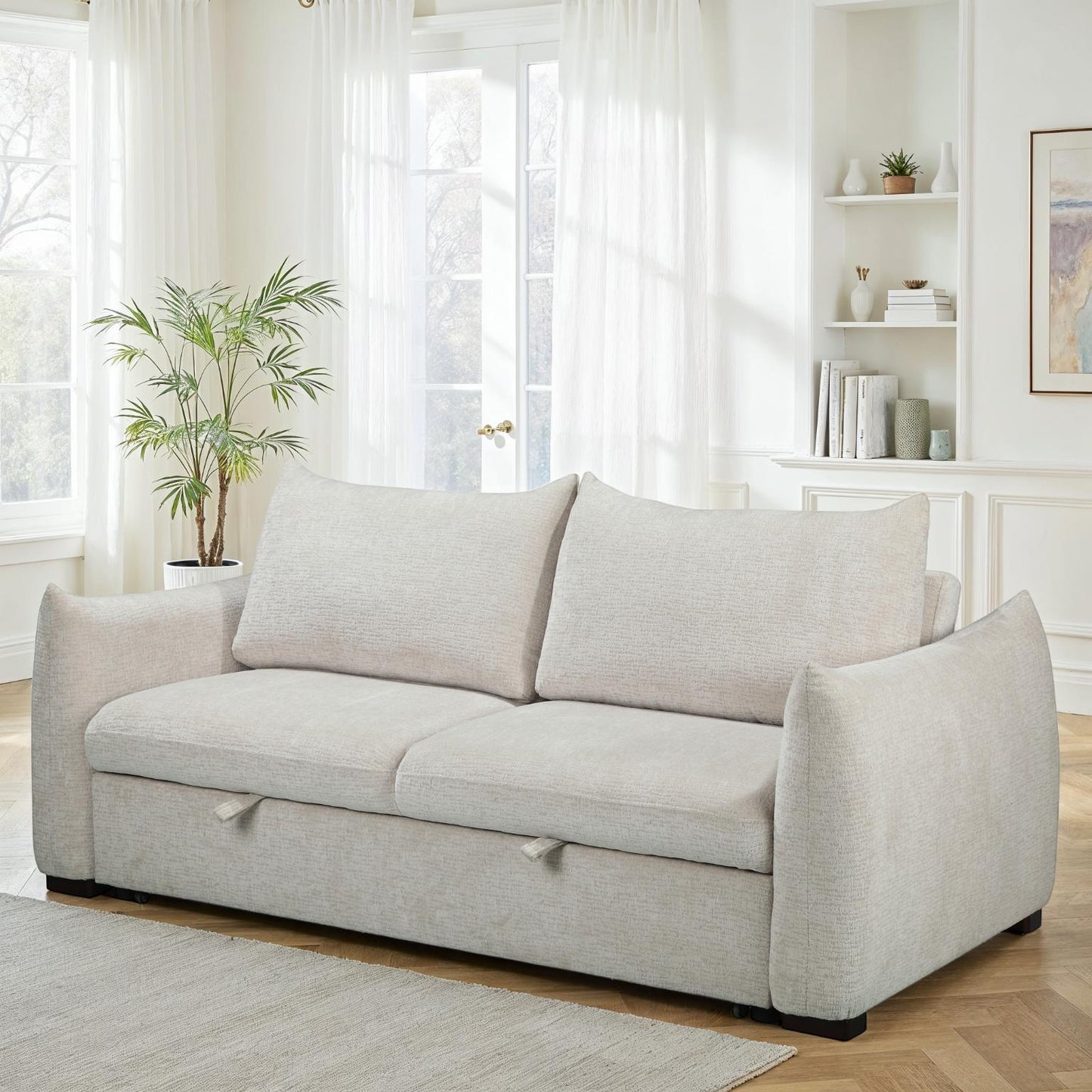 Canapé convertible clic-clac avec coffre convertible en tissu anti tache, 206x101xH93CM - NAOMI