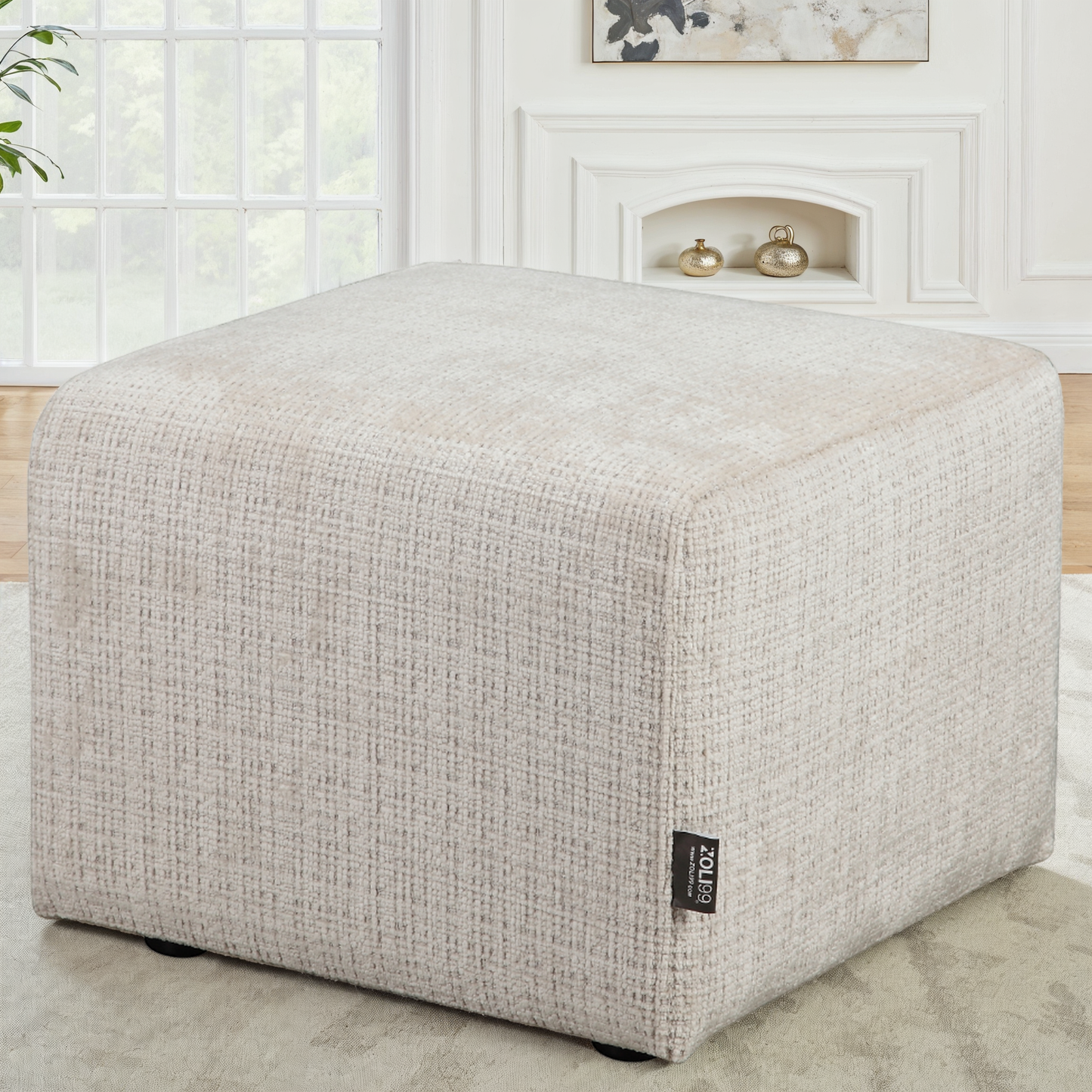 Pouf en tissu anti tache, 40x40xH40CM - VITO