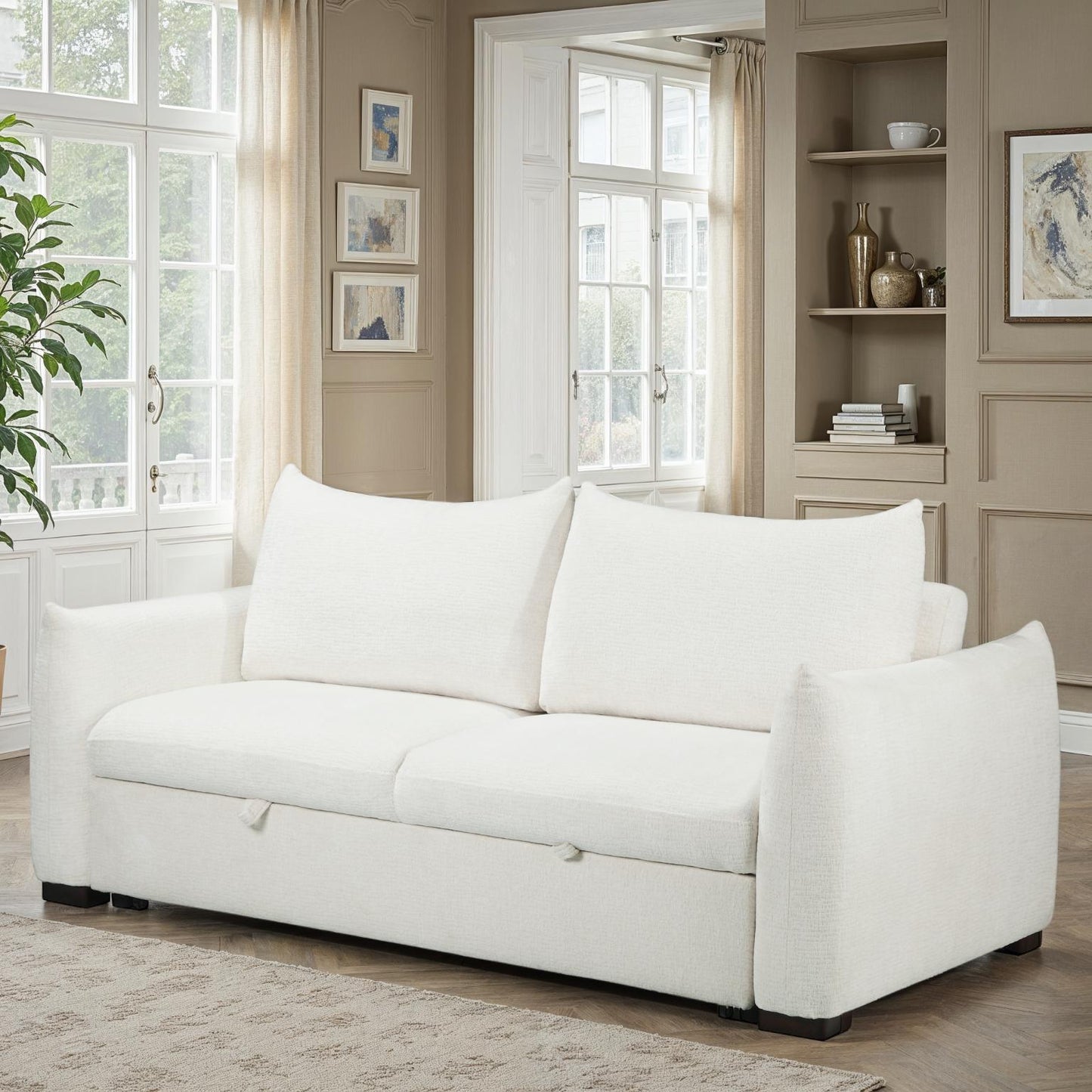 Canapé convertible clic-clac avec coffre convertible en tissu anti tache, 206x101xH93CM - NAOMI