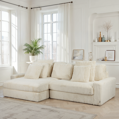 Canapé angle velours réversible  tissu doux - VITO