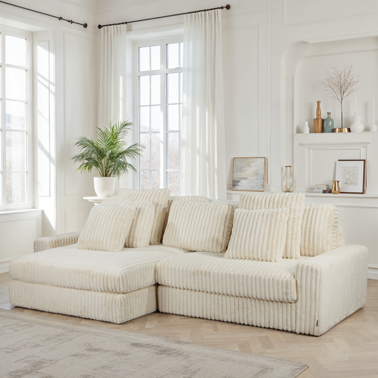 Canapé angle velours réversible  tissu doux - VITO