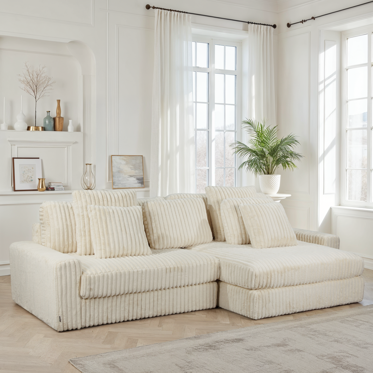 Canapé angle velours réversible  tissu doux - VITO