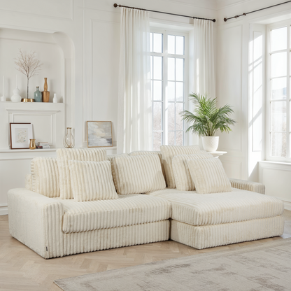 Canapé angle velours réversible  tissu doux - VITO