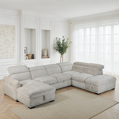 Canapé d'angle convertible en tissu avec coffre rangement, H79/98CM - VENICE