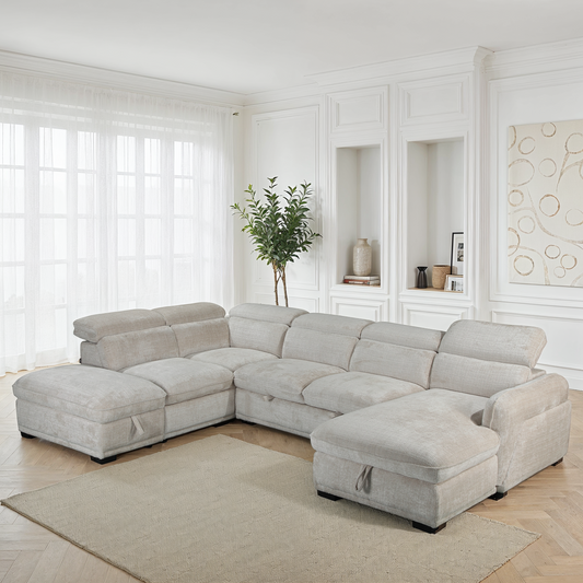 Canapé d'angle convertible en tissu avec coffre rangement, H79/98CM - VENICE