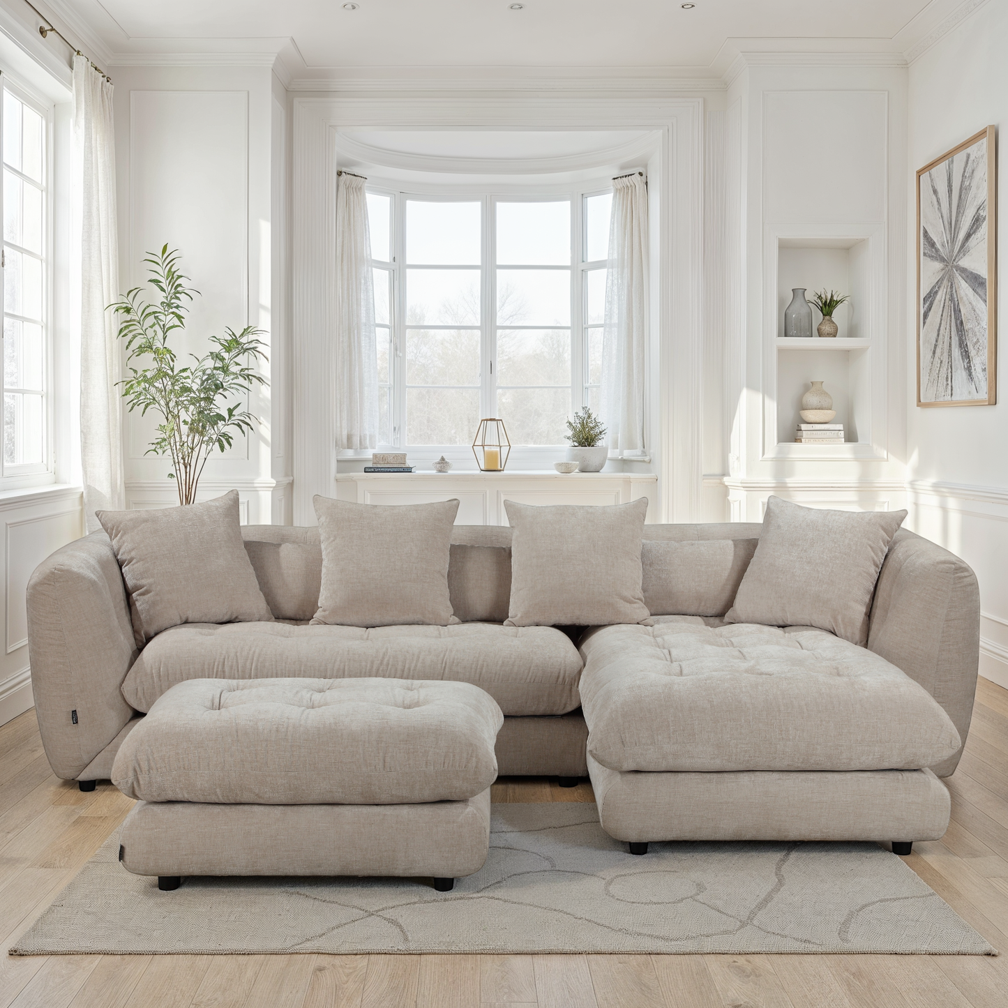 Canapé d'angle en tissu anti tache, 280x165xH75CM - MARTINA