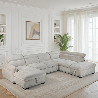 Canapé d'angle convertible en tissu avec coffre rangement, H79/98CM - VENICE