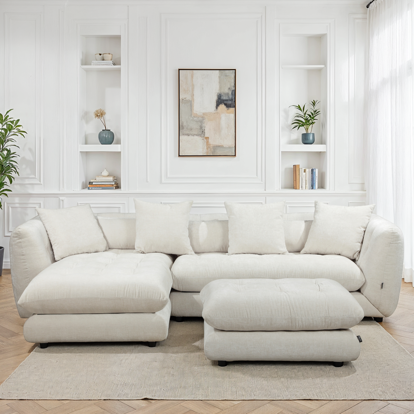 Canapé d'angle en tissu anti tache, 280x165xH75CM - MARTINA