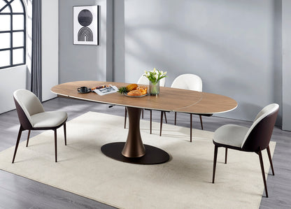 NALA Table à manger extensible avec plateau en céramique, 160/240x90xH76/74CM