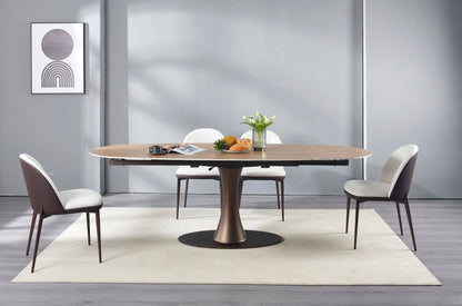 NALA Table à manger extensible avec plateau en céramique, 160/240x90xH76/74CM