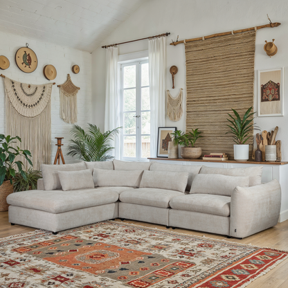 Grand Canapé d'Angle modulable 7 places en tissu 334x240xH87CM - VOLTAIRE