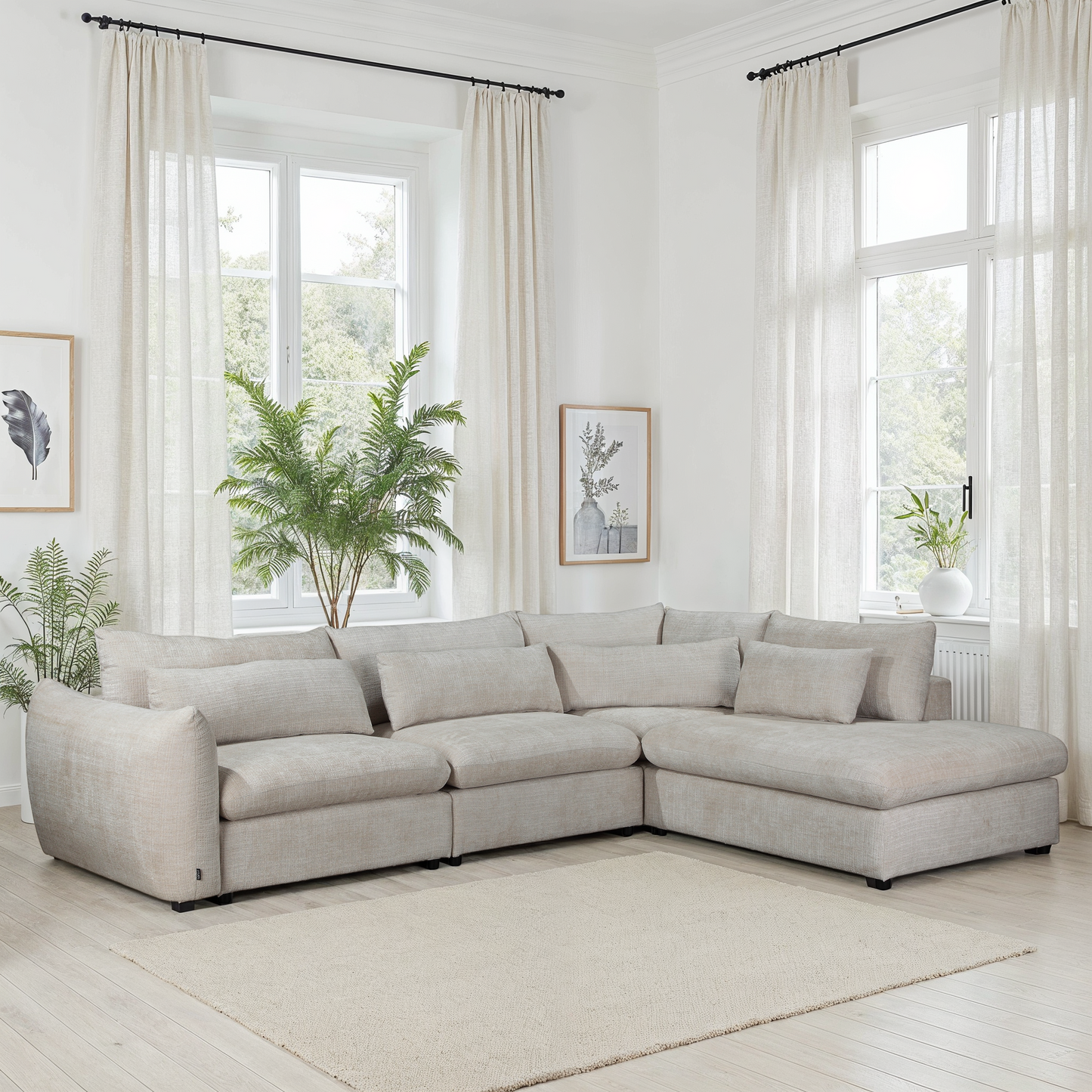 Grand Canapé d'Angle modulable 7 places en tissu 334x240xH87CM - VOLTAIRE