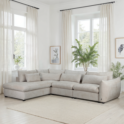 Grand Canapé d'Angle modulable 7 places en tissu 334x240xH87CM - VOLTAIRE