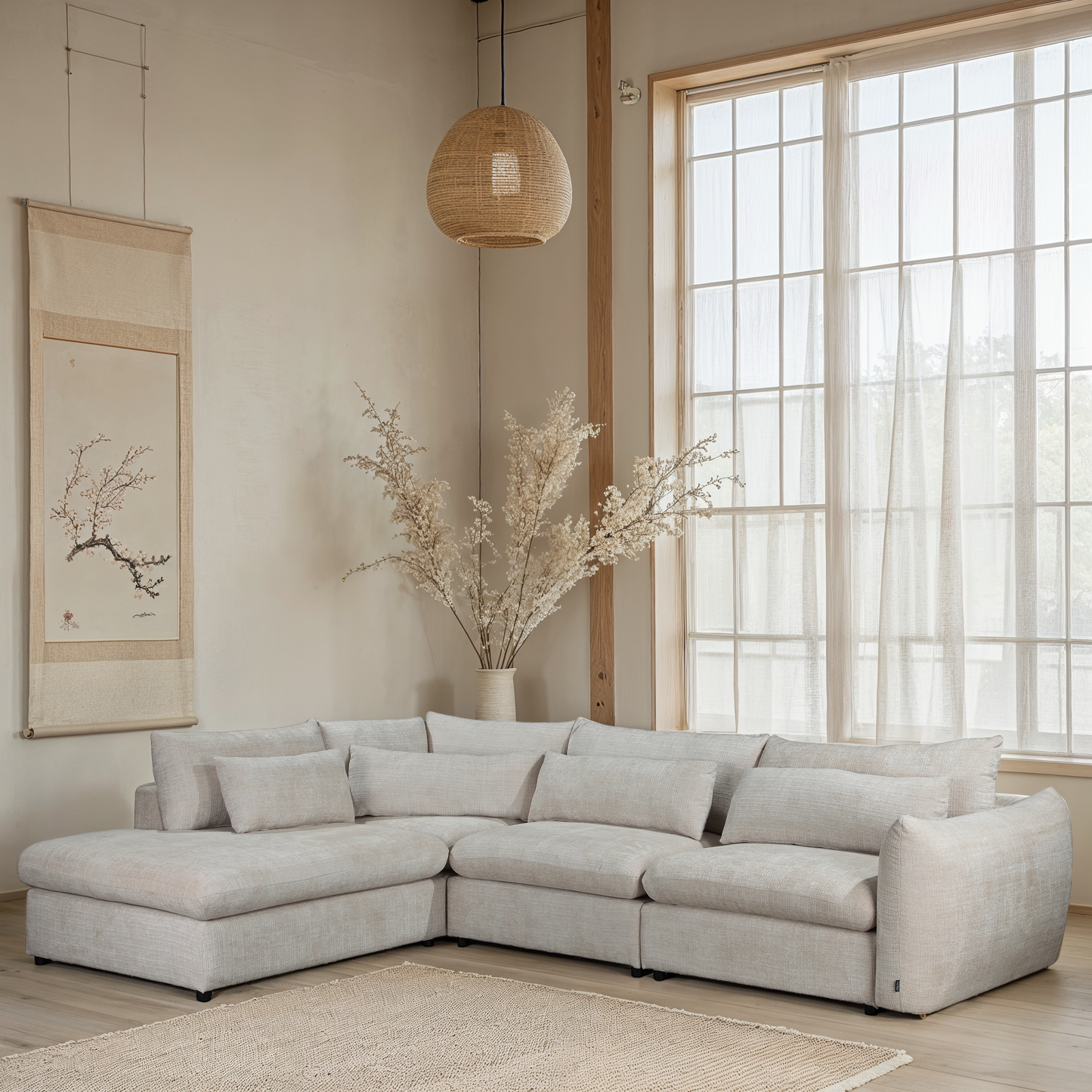 Grand Canapé d'Angle modulable 7 places en tissu 334x240xH87CM - VOLTAIRE