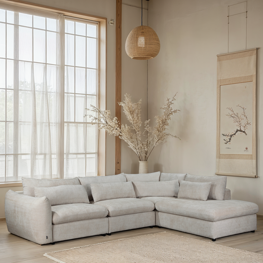 Grand Canapé d'Angle modulable 7 places en tissu 334x240xH87CM - VOLTAIRE