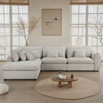 Grand Canapé d'Angle modulable 7 places en tissu 334x240xH87CM - VOLTAIRE