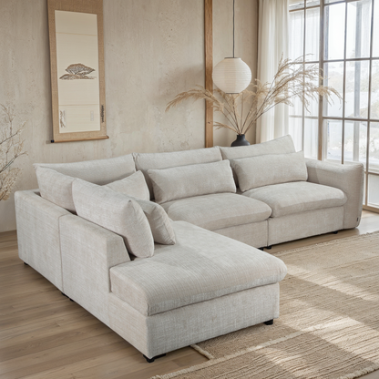 Grand Canapé d'Angle modulable 7 places en tissu 334x240xH87CM - VOLTAIRE