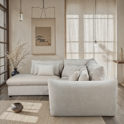 Grand Canapé d'Angle modulable 7 places en tissu 334x240xH87CM - VOLTAIRE