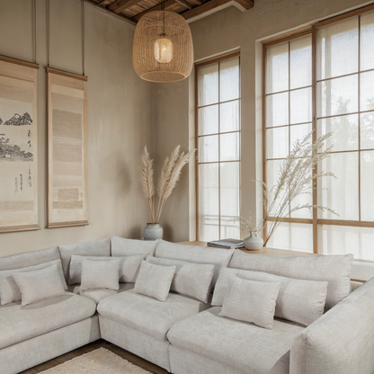 Grand Canapé d'Angle modulable 7 places en tissu 334x240xH87CM - VOLTAIRE