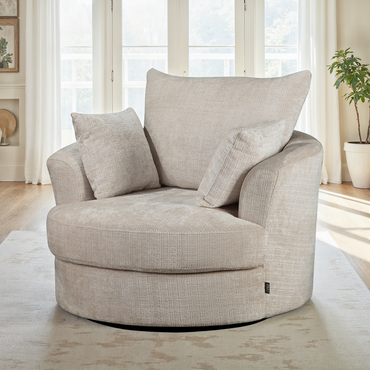 Fauteuil pivotant en velours, D113xH94CM - OLIVIA