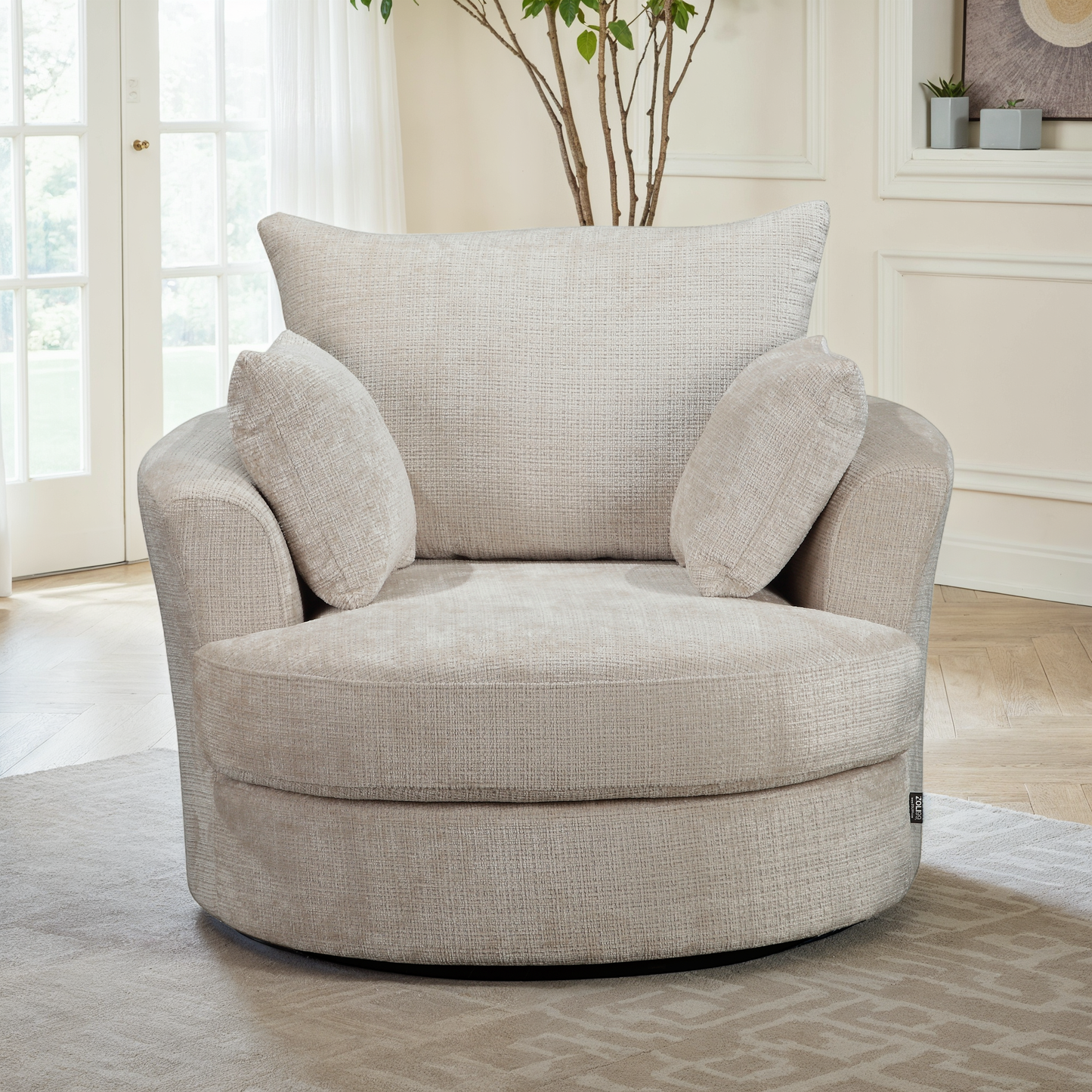 Fauteuil pivotant en velours, D113xH94CM - OLIVIA