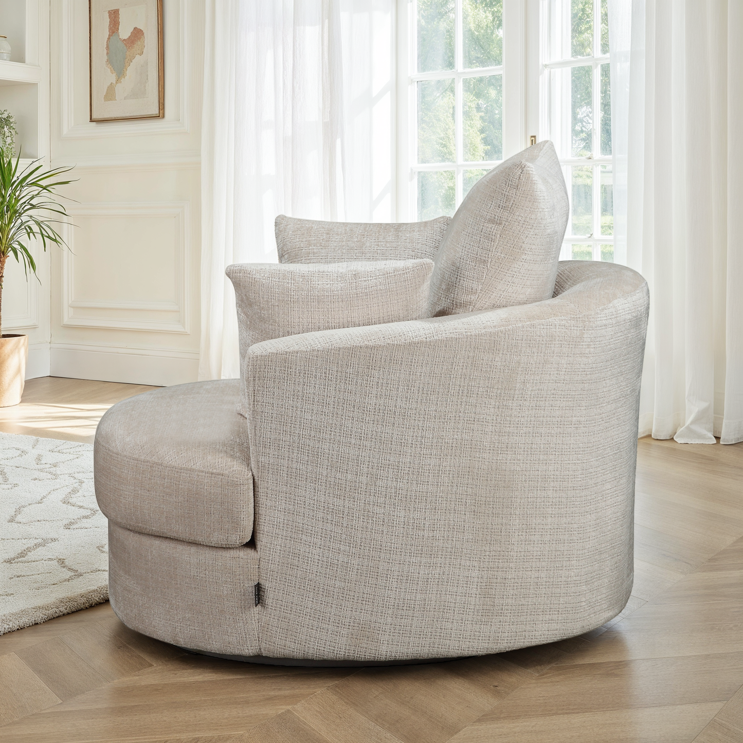 Fauteuil pivotant en velours, D113xH94CM - OLIVIA