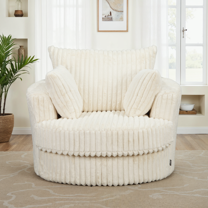 Fauteuil pivotant en velours, D113xH94CM - OLIVIA