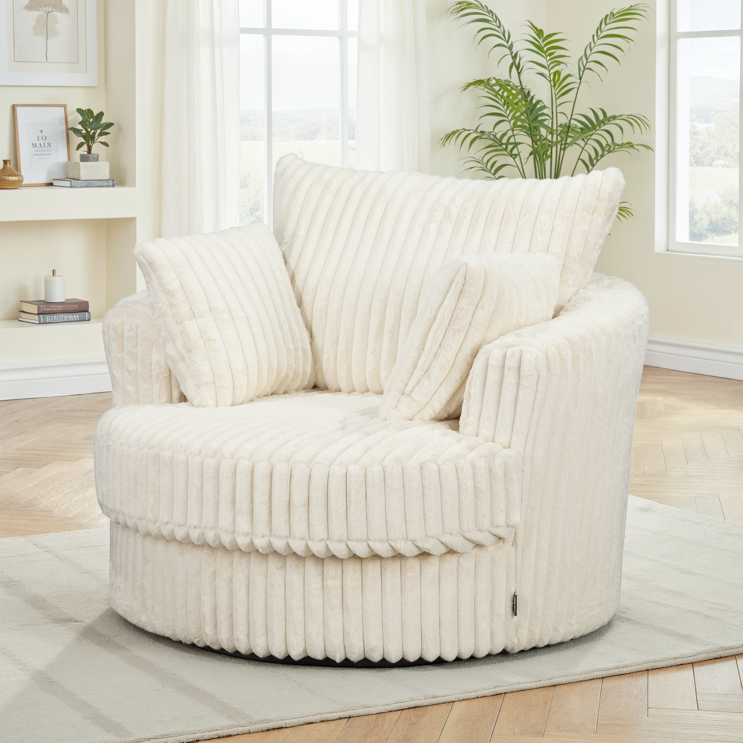 Fauteuil pivotant en velours, D113xH94CM - OLIVIA