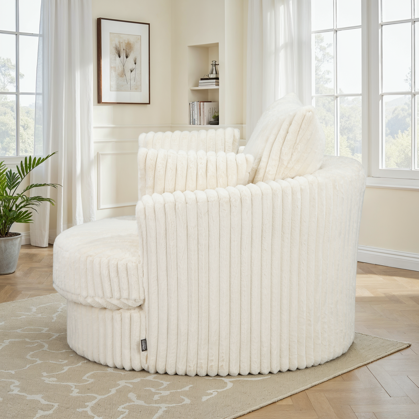 Fauteuil pivotant en velours, D113xH94CM - OLIVIA