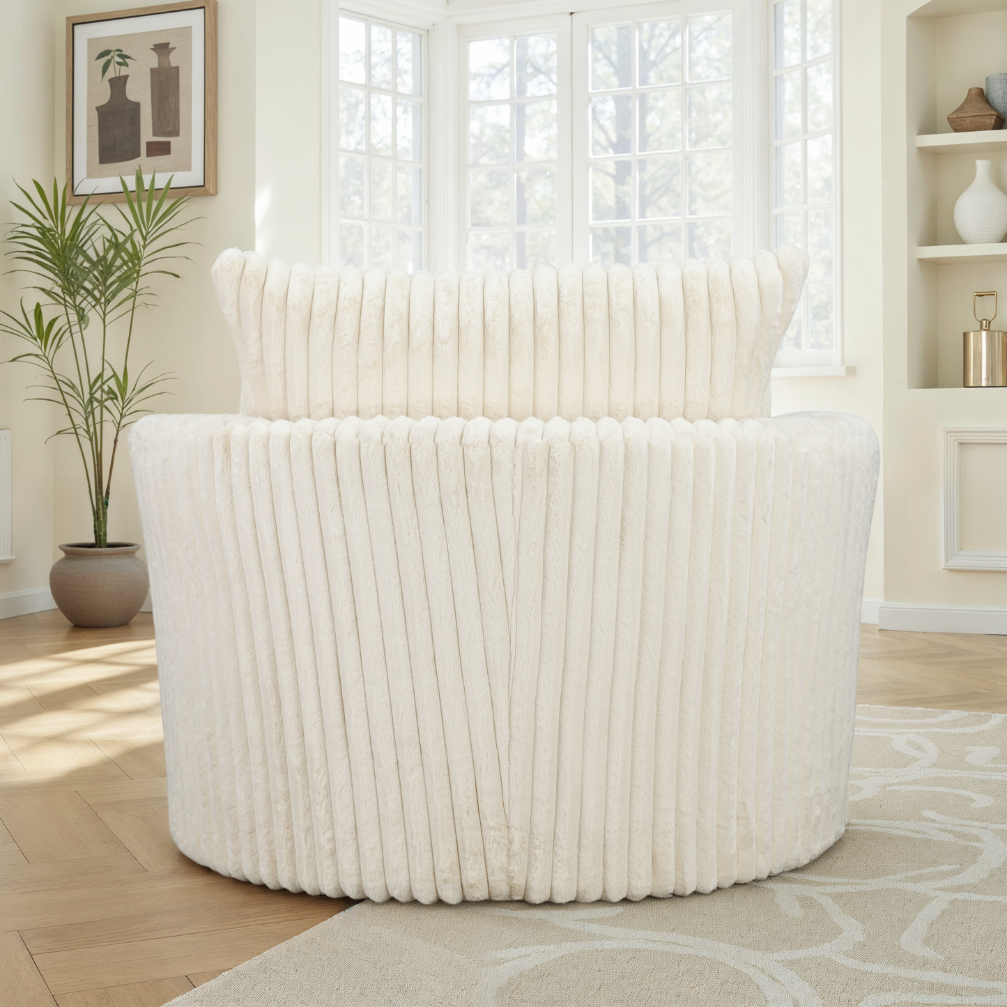 Fauteuil pivotant en velours, D113xH94CM - OLIVIA