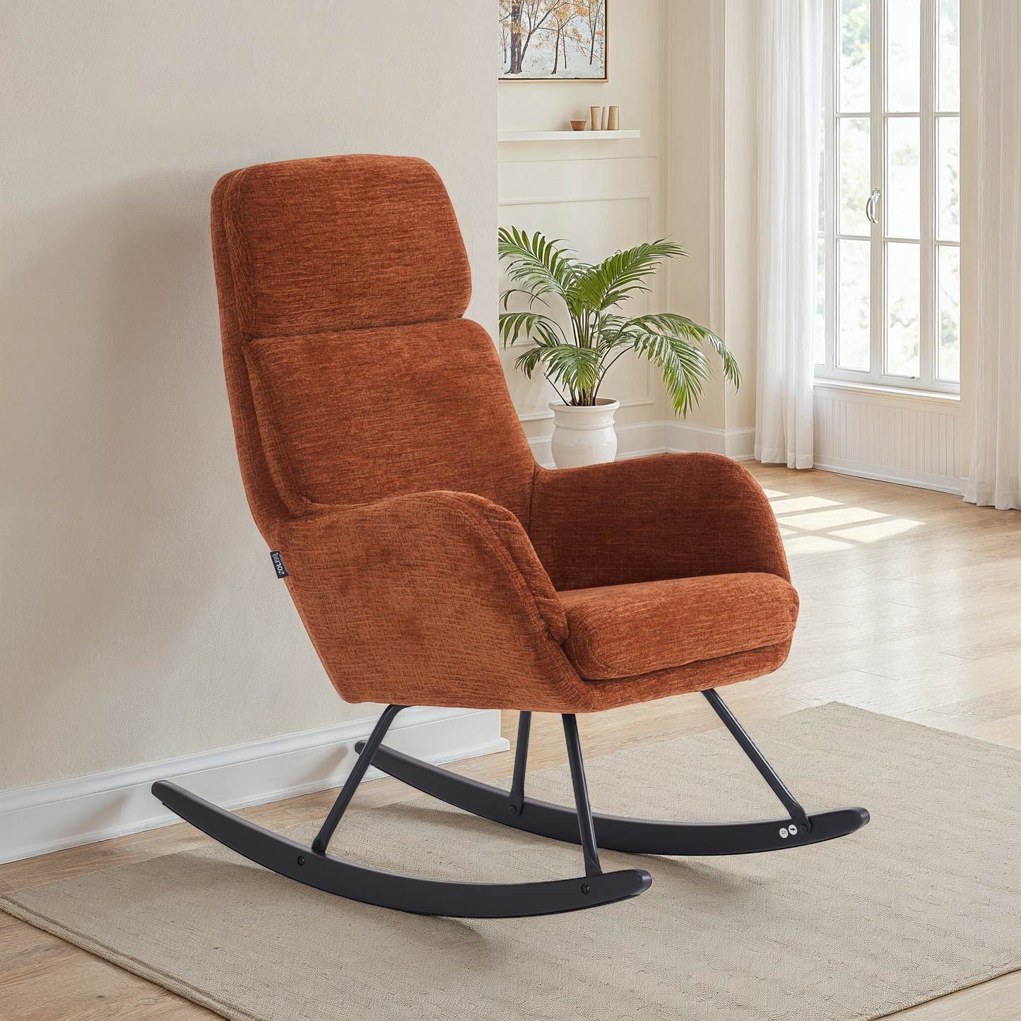 Fauteuil à bascule en tissu anti tache, 63,5x97xH108CM - PAULA