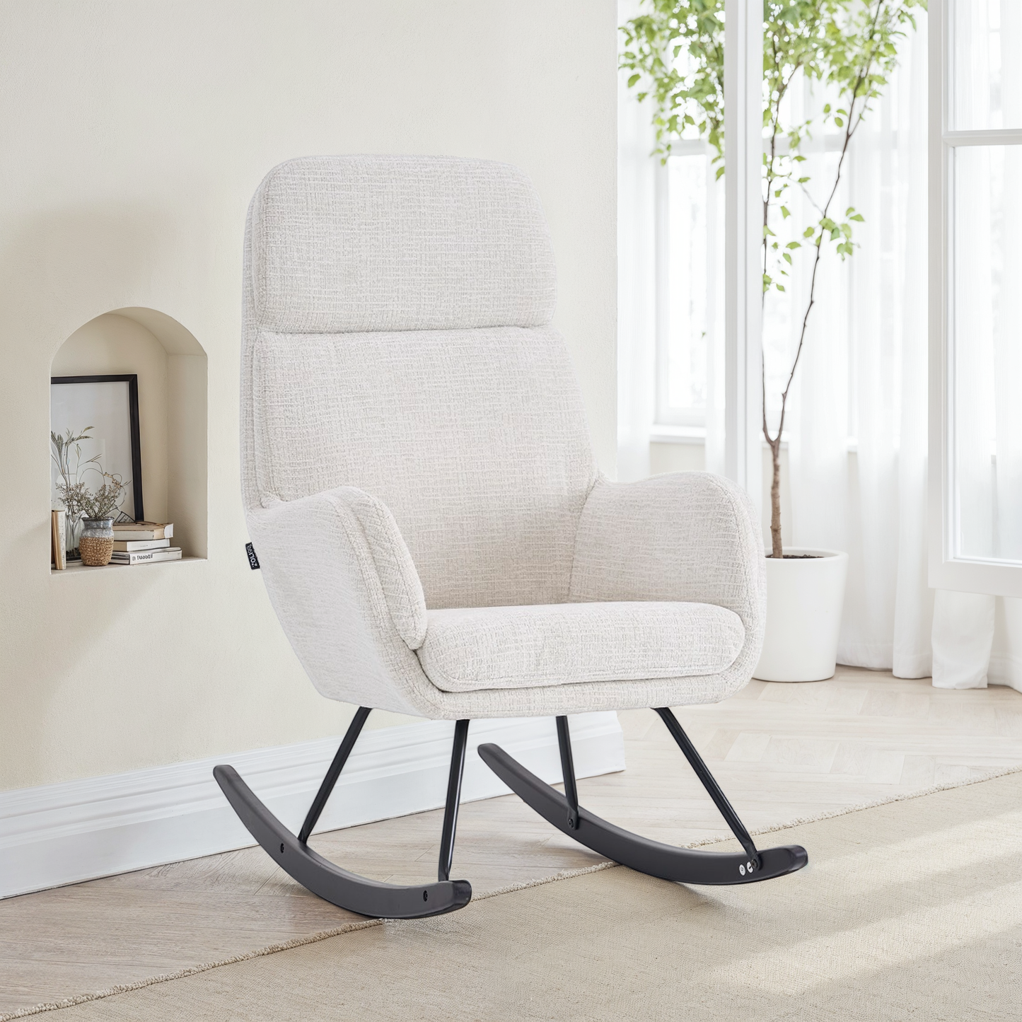 Fauteuil à bascule en tissu anti tache, 63,5x97xH108CM - PAULA