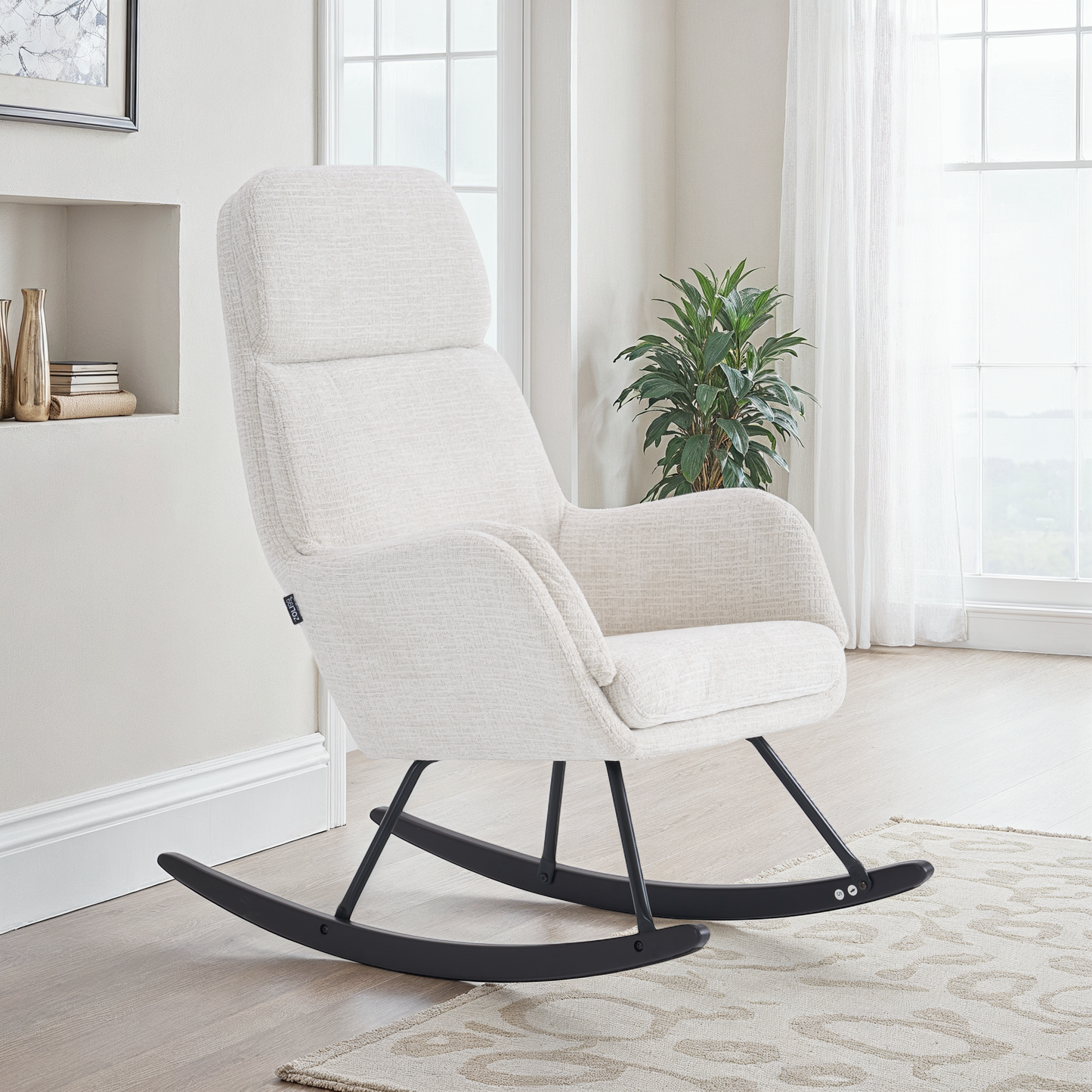 Fauteuil à bascule en tissu anti tache, 63,5x97xH108CM - PAULA