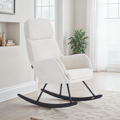 Fauteuil à bascule en tissu anti tache, 63,5x97xH108CM - PAULA