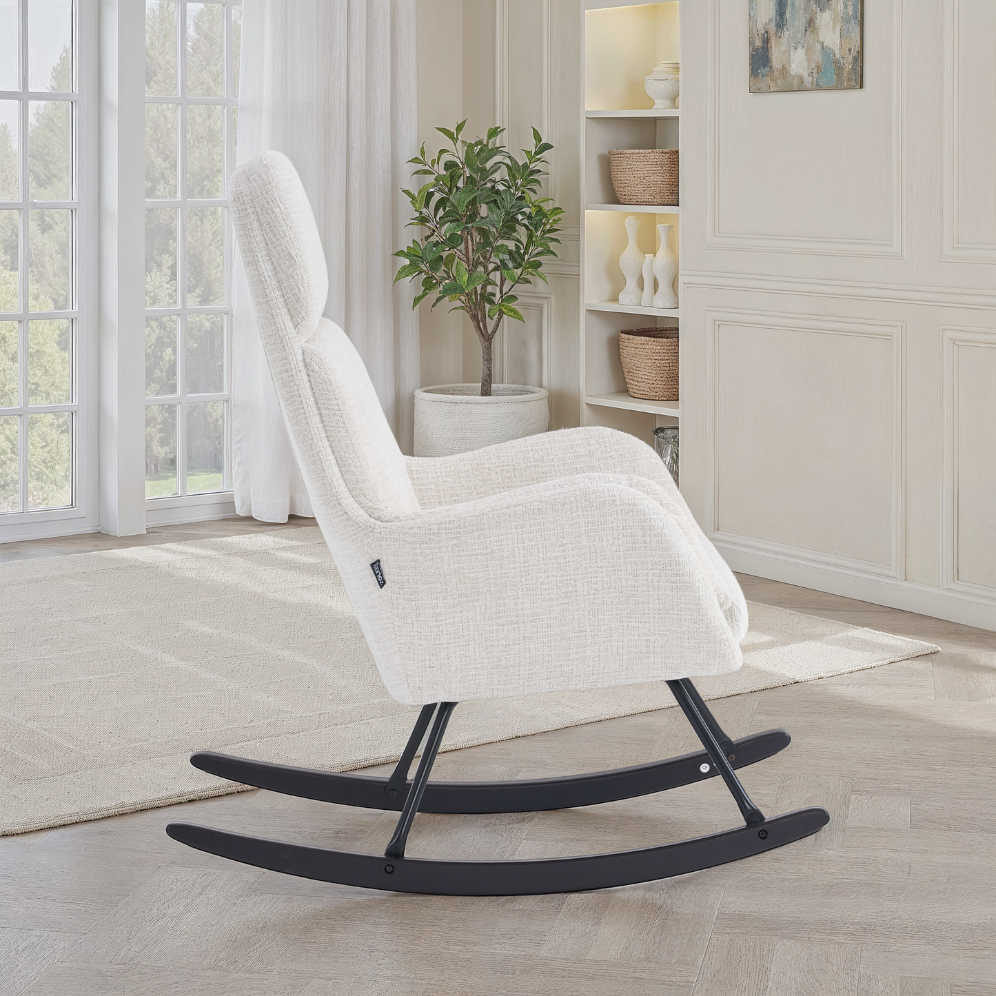 Fauteuil à bascule en tissu anti tache, 63,5x97xH108CM - PAULA