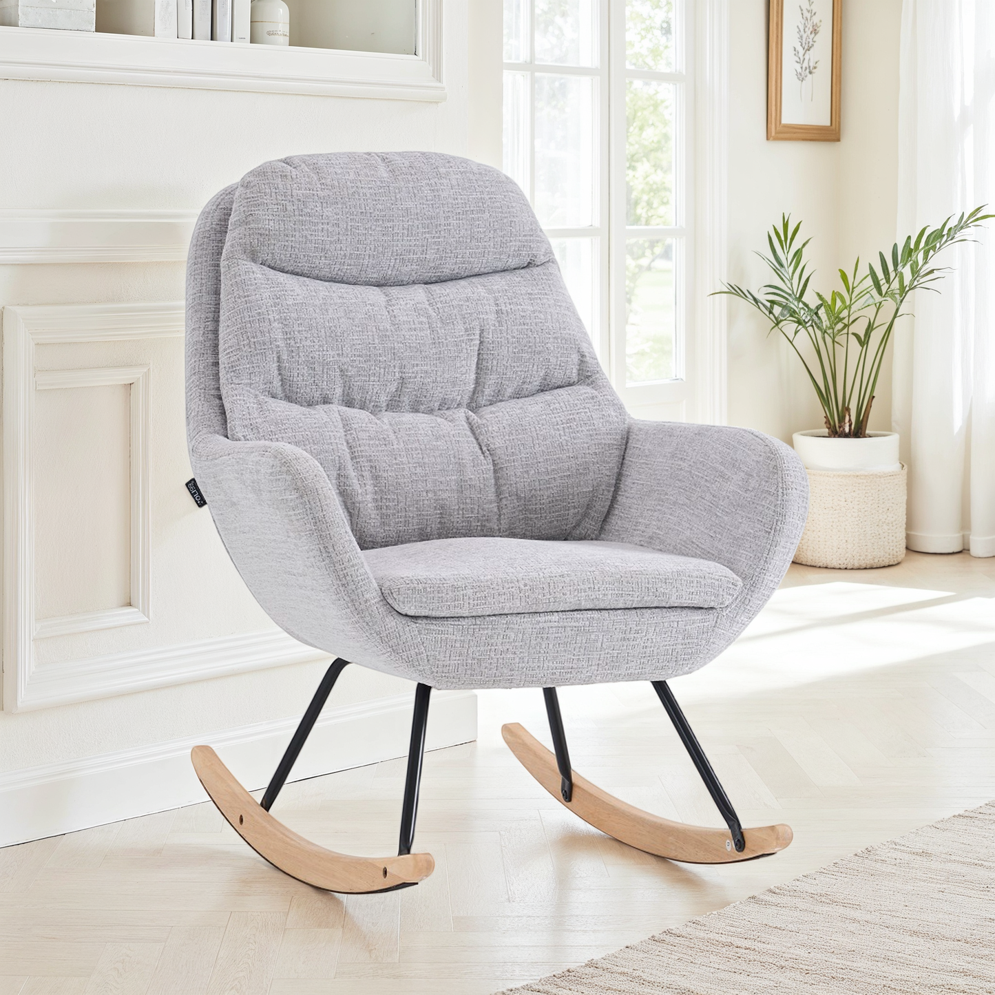 Fauteuil à bascule en tissu anti tache, 76x94xH95CM - OLGA