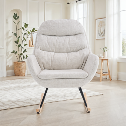 Fauteuil à bascule en tissu anti tache, 76x94xH95CM - OLGA