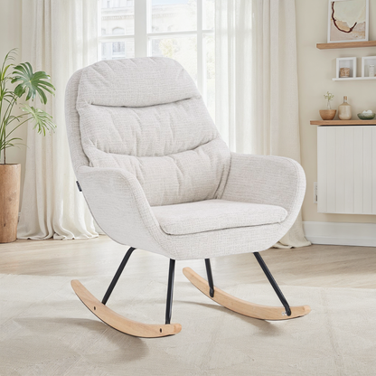 Fauteuil à bascule en tissu anti tache, 76x94xH95CM - OLGA