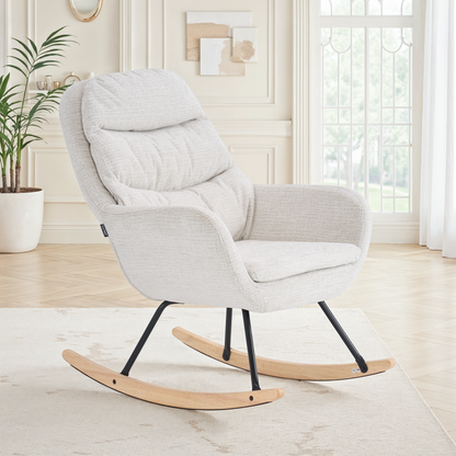 Fauteuil à bascule en tissu anti tache, 76x94xH95CM - OLGA