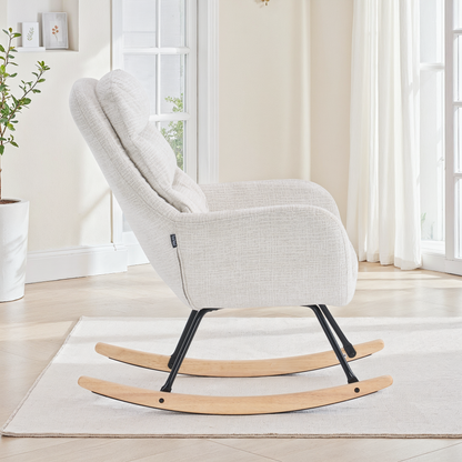 Fauteuil à bascule en tissu anti tache, 76x94xH95CM - OLGA