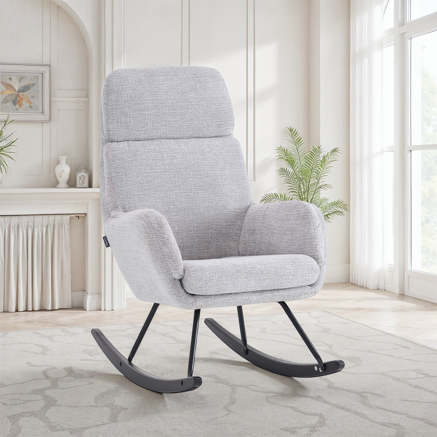 Fauteuil à bascule en tissu anti tache, 63,5x97xH108CM - PAULA