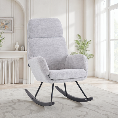 Fauteuil à bascule en tissu anti tache, 63,5x97xH108CM - PAULA