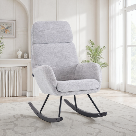 Fauteuil à bascule en tissu anti tache, 63,5x97xH108CM - PAULA