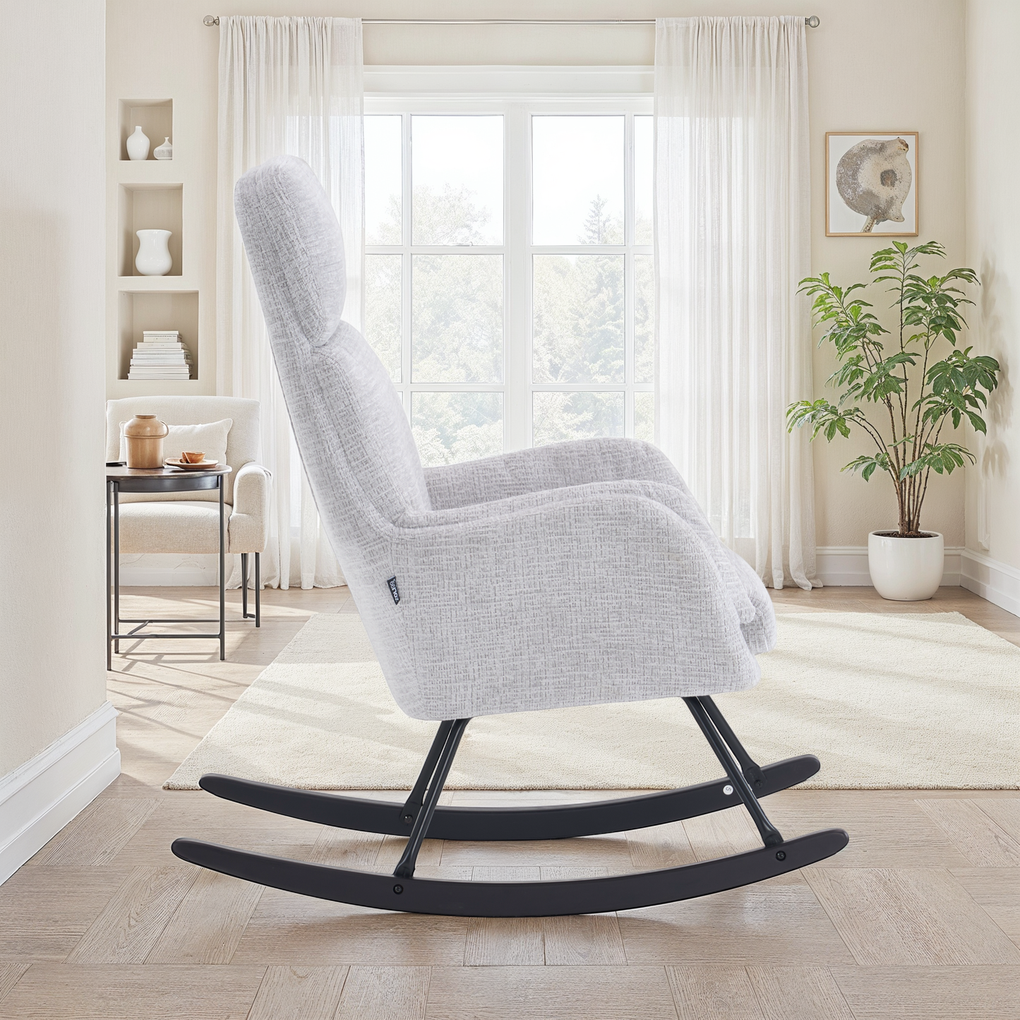 Fauteuil à bascule en tissu anti tache, 63,5x97xH108CM - PAULA