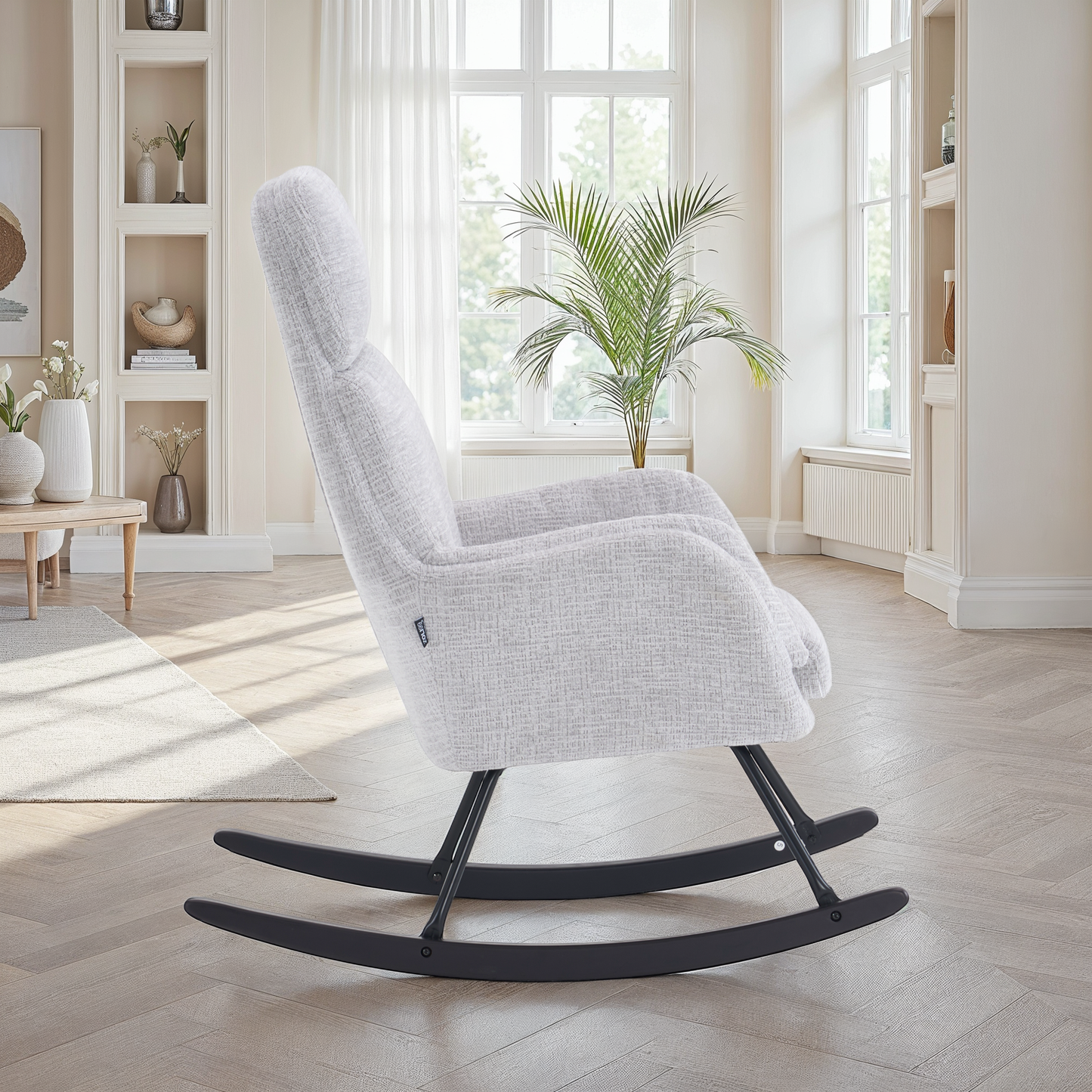 Fauteuil à bascule en tissu anti tache, 63,5x97xH108CM - PAULA