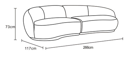 Canapé angle arrondi en tissu anti tache, 266x117xH73CM - JADE