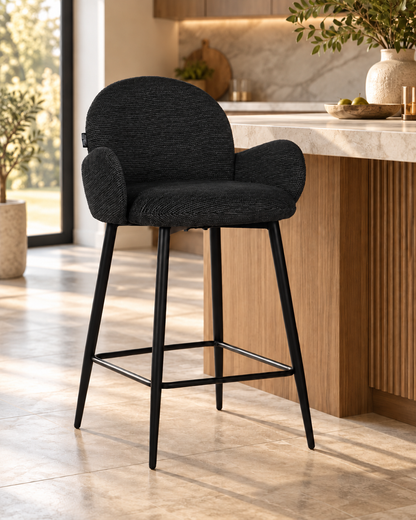 Chaise Haute Tabouret de bar en tissu anti tache, 57x55xH108CM ( 65 cm hauteur assise)- EDEN